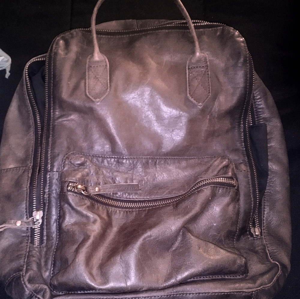 Women's dark brown leather miniature book bag